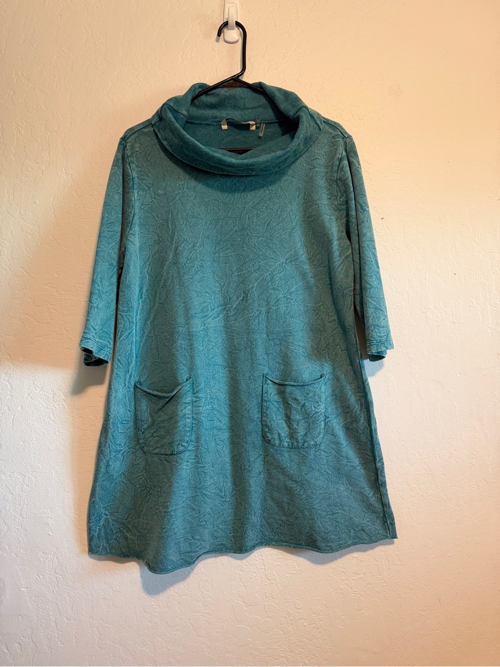 Teal Cowl Neck Women's Sweater Tunic